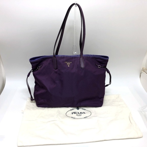 PRADA Purple Leather Saffiano Shoulder Bag
